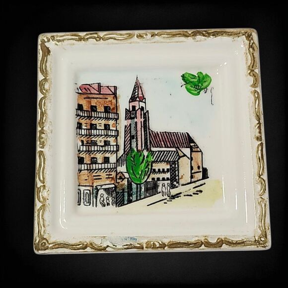Vintage Ucagco Japan Ceramic Wall Plaques Paris France Set of 5 Hand Painted 4" - Picture 8 of 10